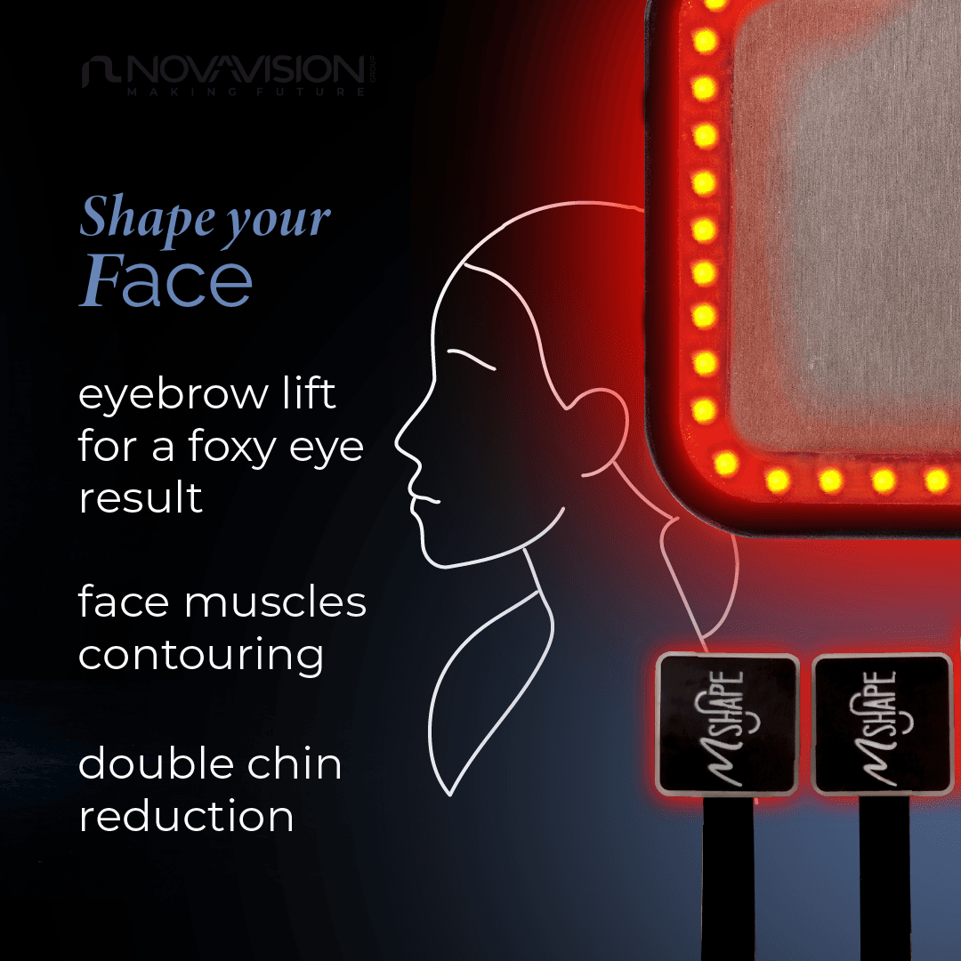 MShape face treatment: eyebrow lift, face muscle contouring, double chin reduction
