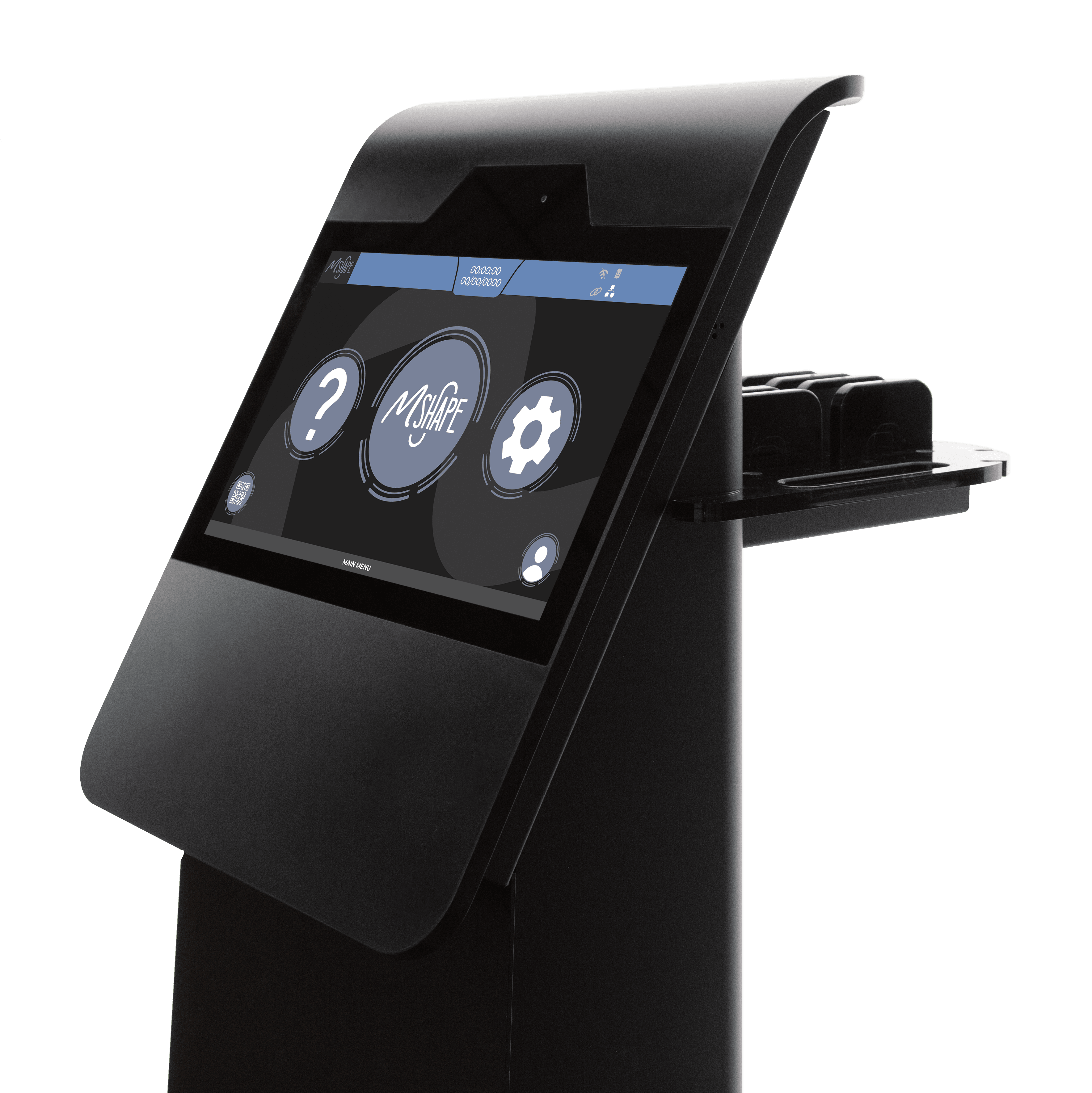 The MShape touchscreen console with its applicators docked alongside